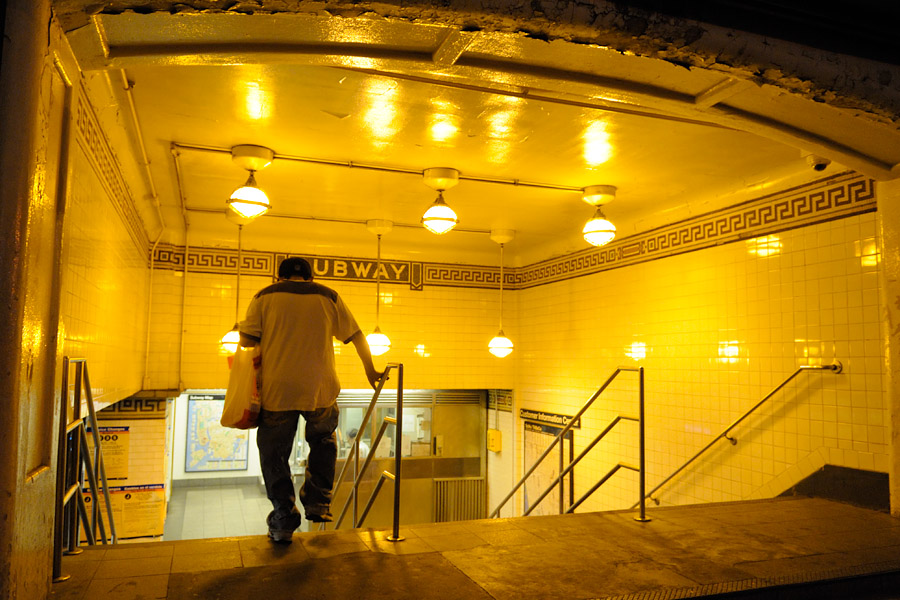 Down Subway Stairs